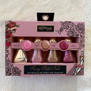 ED HARDY HEAVY METAL NAILS 4 Pc Metallic Gel Effect Nail Polish Set